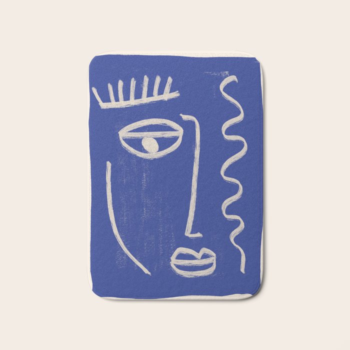 Abstract Face 23 Cobalt Blue Bath Mat Gallery Image 1