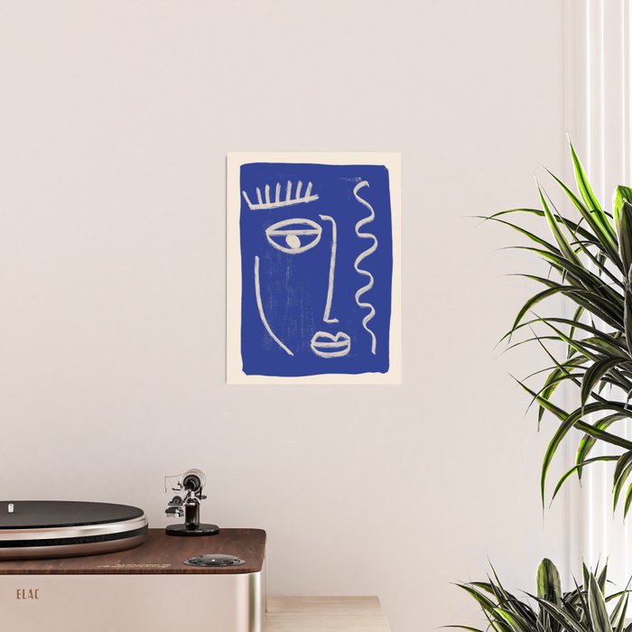 Abstract Face 23 Cobalt Blue Poster Gallery Image 2