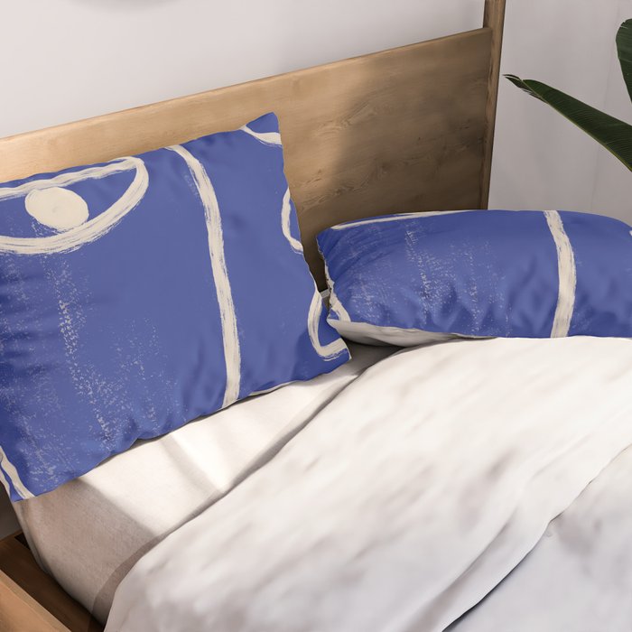 Abstract Face 23 Cobalt Blue Pillow Sham Gallery Image 2