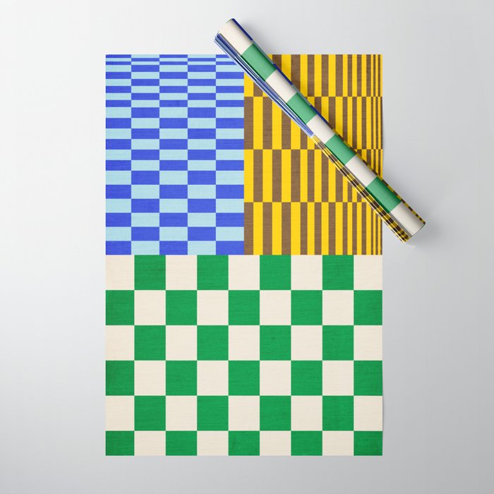 Retro Checkerboard Collage 02 Wrapping Paper Gallery Image 1