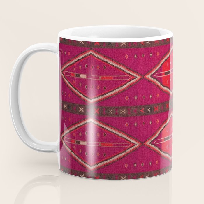 The Crimson Symmetry Handwoven Tribal Kilim Art Coffee Mug Gallery Image 3