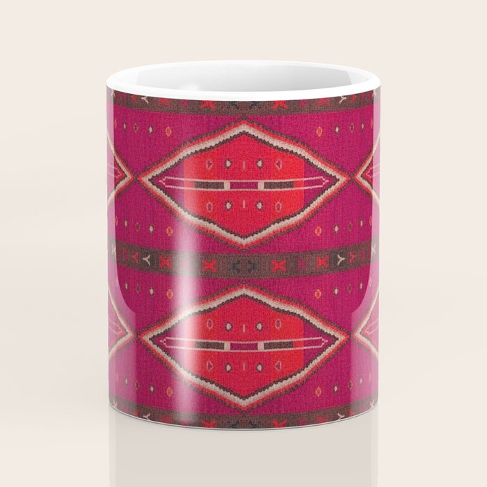 The Crimson Symmetry Handwoven Tribal Kilim Art Coffee Mug Gallery Image 4