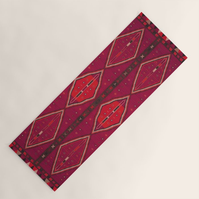 The Crimson Symmetry Handwoven Tribal Kilim Art Yoga Mat Gallery Image 1