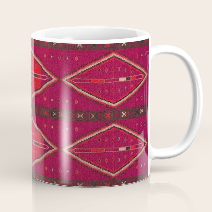 The Crimson Symmetry Handwoven Tribal Kilim Art Coffee Mug Gallery Image 1