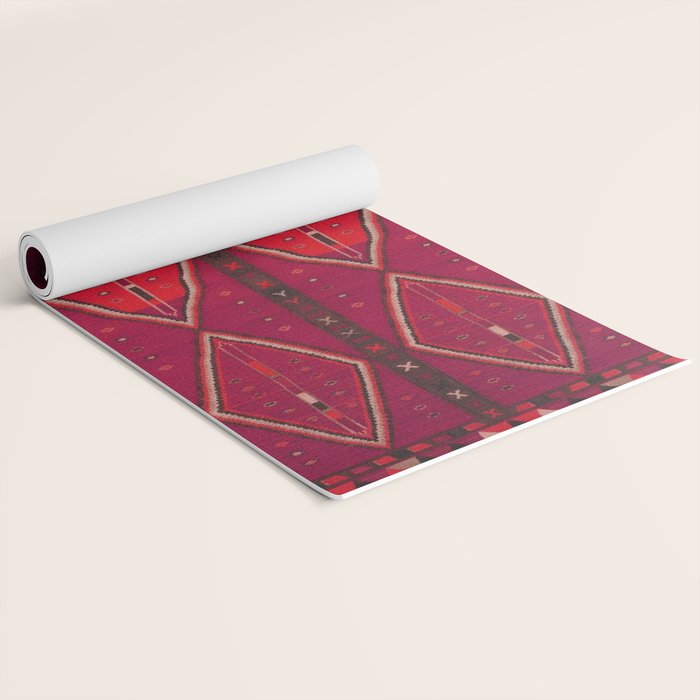 The Crimson Symmetry Handwoven Tribal Kilim Art Yoga Mat Gallery Image 2