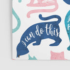 Be like a cat // white background pastel pink blue aqua and teal cat silhouettes with affirmations Poster Gallery Image 3
