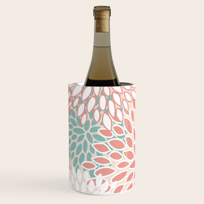 Festive, Floral Prints, Teal, Peach, Coral Wine Chiller Gallery Image 1