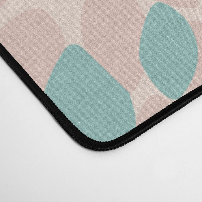 Festive, Floral Prints, Teal, Peach, Coral Desk Mat Gallery Image 4