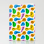 Funny melting smiling happy face colorful cartoon seamless pattern Stationery Card Gallery Image 2