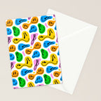 Funny melting smiling happy face colorful cartoon seamless pattern Stationery Card Gallery Image 2