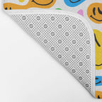 Funny melting smiling happy face colorful cartoon seamless pattern Bath Mat Gallery Image 2