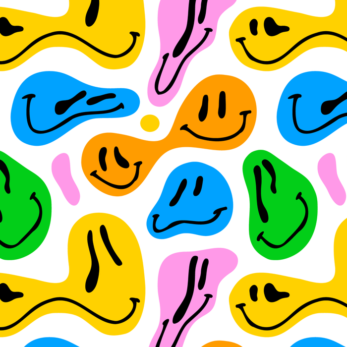 Funny melting smiling happy face colorful cartoon seamless pattern Coffee Mug Gallery Image 2