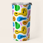 Funny melting smiling happy face colorful cartoon seamless pattern Travel Mug Gallery Image 2