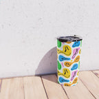 Funny melting smiling happy face colorful cartoon seamless pattern Travel Mug Gallery Image 4