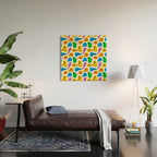 Funny melting smiling happy face colorful cartoon seamless pattern Wood Wall Art Gallery Image 2