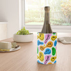 Funny melting smiling happy face colorful cartoon seamless pattern Wine Chiller Gallery Image 4