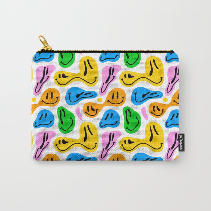 Funny melting smiling happy face colorful cartoon seamless pattern Carry All Pouch Gallery Image 1