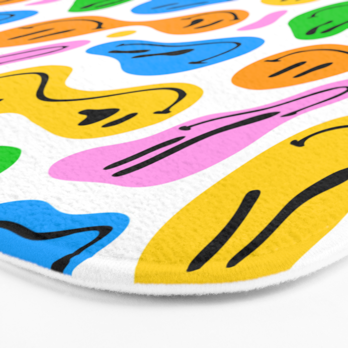Funny melting smiling happy face colorful cartoon seamless pattern Bath Mat Gallery Image 3