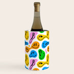 Funny melting smiling happy face colorful cartoon seamless pattern Wine Chiller Gallery Image 2