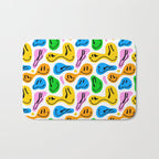 Funny melting smiling happy face colorful cartoon seamless pattern Bath Mat Gallery Image 1