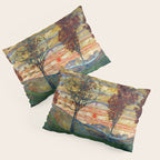 Four Trees with Red Leaves at Sunrise landscape painting by Egon Schiele Pillow Sham Gallery Image 3