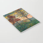 Four Trees with Red Leaves at Sunrise landscape painting by Egon Schiele Notebook Gallery Image 3