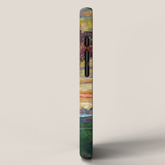Four Trees with Red Leaves at Sunrise landscape painting by Egon Schiele iPhone Case Gallery Image 2