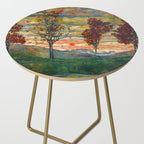 Four Trees with Red Leaves at Sunrise landscape painting by Egon Schiele Side Table Gallery Image 2