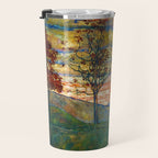 Four Trees with Red Leaves at Sunrise landscape painting by Egon Schiele Travel Mug Gallery Image 3