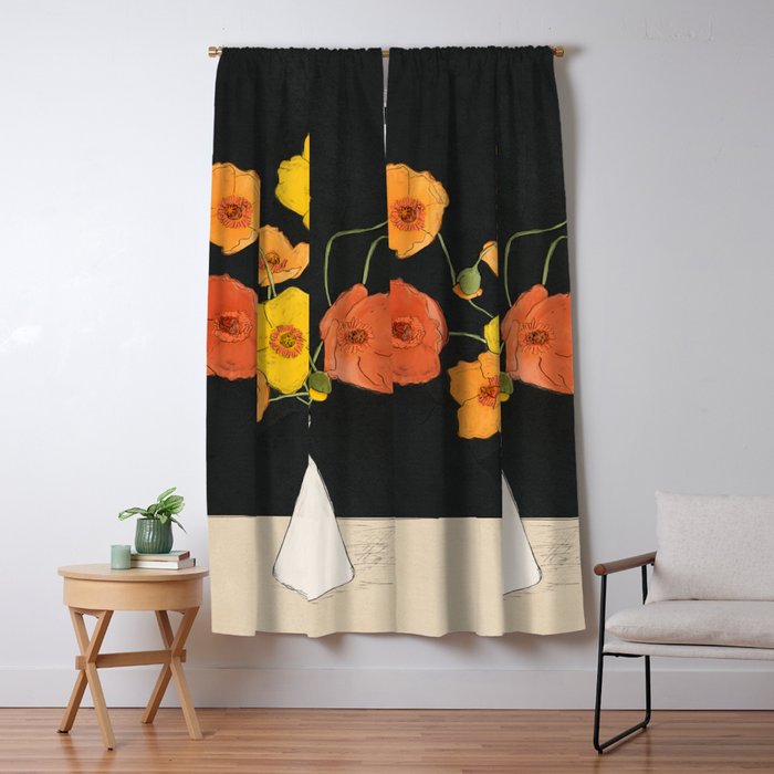 Field Wildflowers Black Window Curtain Gallery Image 5