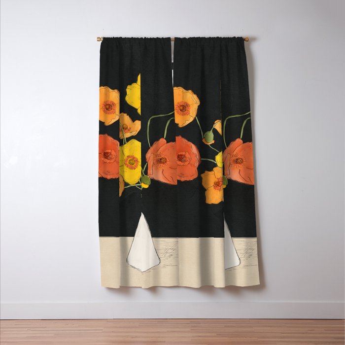 Field Wildflowers Black Window Curtain Gallery Image 3