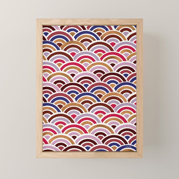Japanese Seigaiha Wave - Mauve & Gold Palette Mini Art Print Gallery Image 1