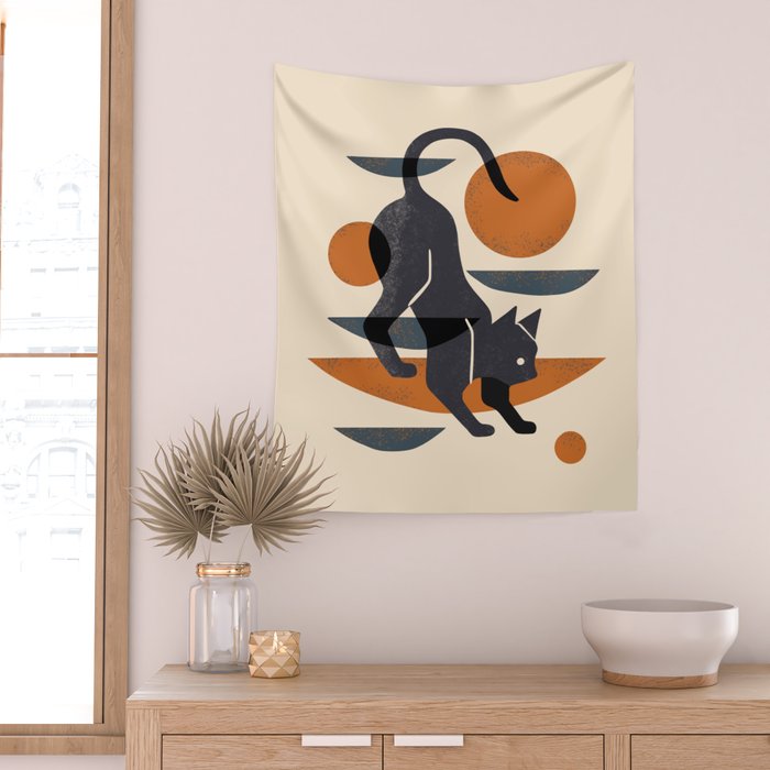 Cat At Play Wall Tapestry Gallery Image 2