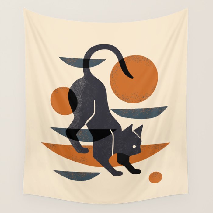 Cat At Play Wall Tapestry Gallery Image 4