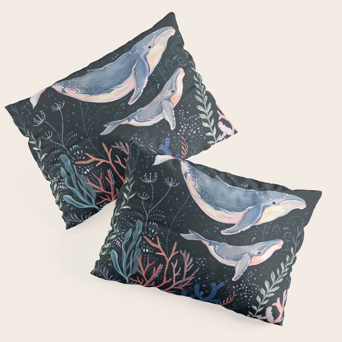 Whales and Coral Pillow Sham Gallery Image 1