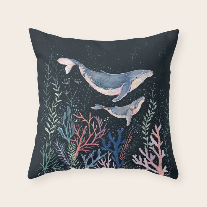 Whales and Coral Throw Pillow Gallery Image 6