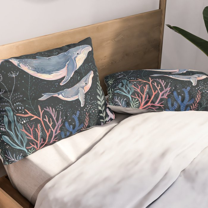 Whales and Coral Pillow Sham Gallery Image 2