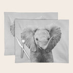 Baby Elephant - Black & White Placemat Gallery Image 1
