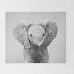 Baby Elephant - Black & White Throw Blanket Gallery Image 2
