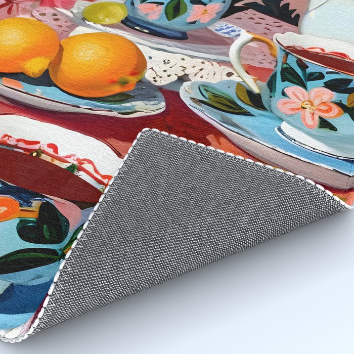 Earl Brown Tea Time, Tea Cups Supper High Tea, Slow Living Eclectic Whimsical Maximalist, Lemons Food Coffee Rug Gallery Image 4
