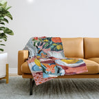 Earl Brown Tea Time, Tea Cups Supper High Tea, Slow Living Eclectic Whimsical Maximalist, Lemons Food Coffee Throw Blanket Gallery Image 1