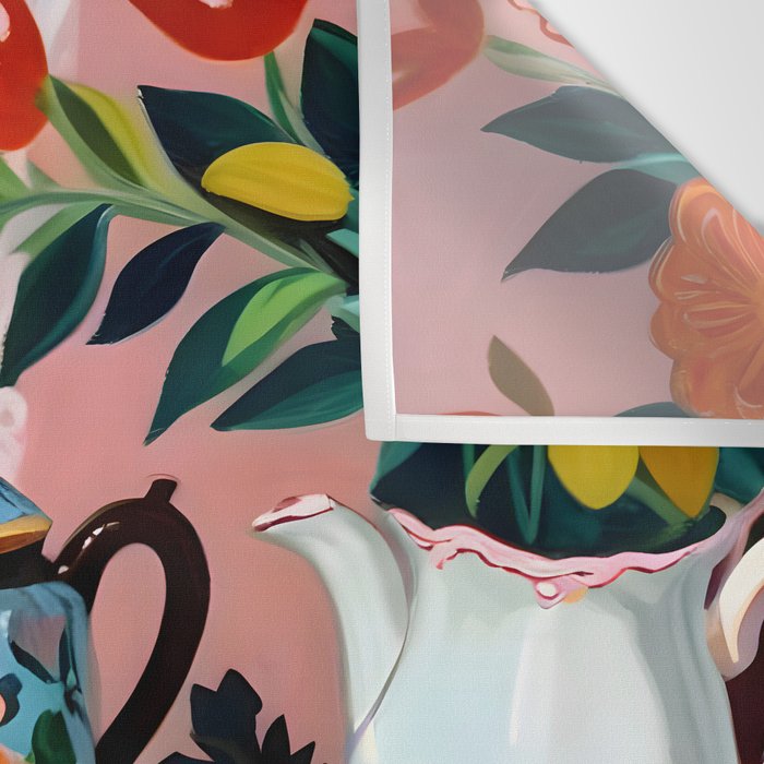 Earl Brown Tea Time, Tea Cups Supper High Tea, Slow Living Eclectic Whimsical Maximalist, Lemons Food Coffee Wall Tapestry Gallery Image 3