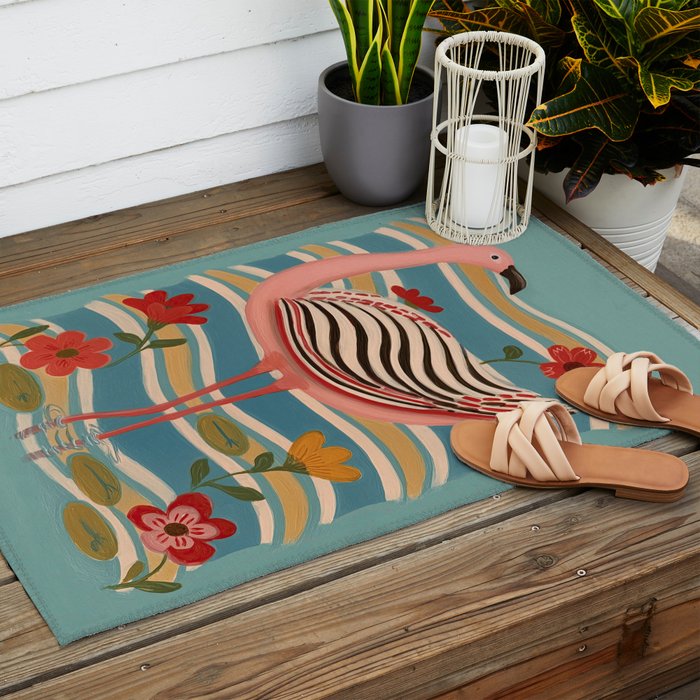 Pink Flamingo Outdoor Rug Gallery Image 2