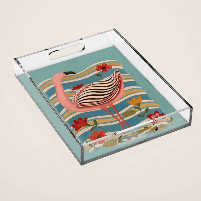 Pink Flamingo Acrylic Tray Gallery Image 1