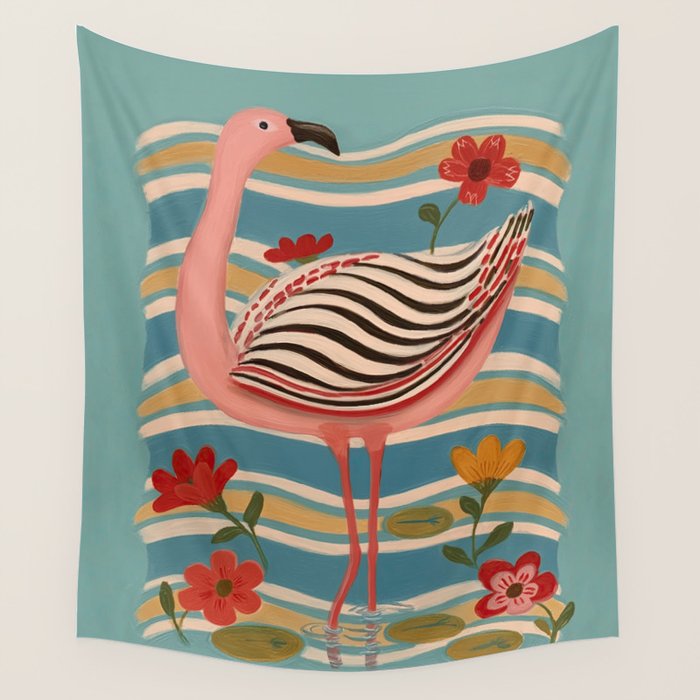 Pink Flamingo Wall Tapestry Gallery Image 1
