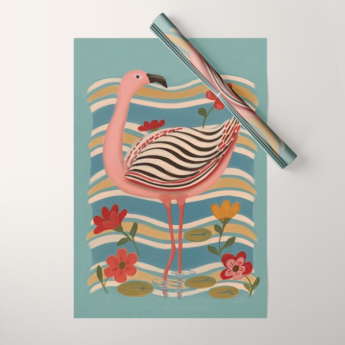 Pink Flamingo Wrapping Paper Gallery Image 1
