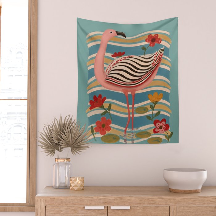 Pink Flamingo Wall Tapestry Gallery Image 2