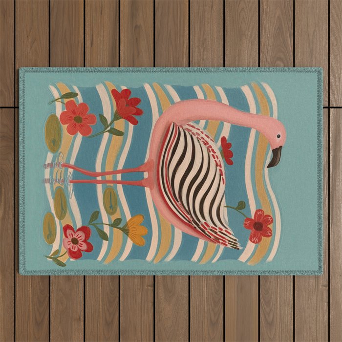 Pink Flamingo Outdoor Rug Gallery Image 1