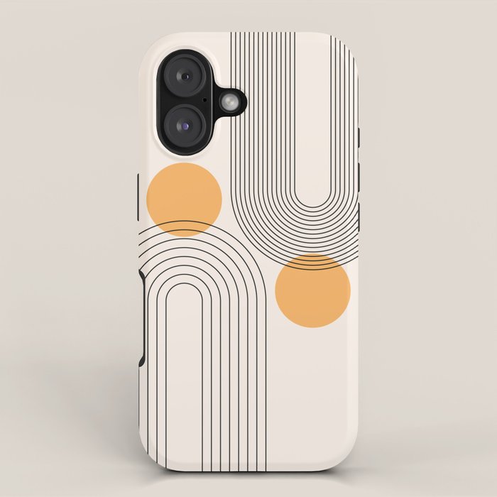 Mid Century Modern Geometric 70 (Rainbow and Sun Abstraction) iPhone Case Gallery Image 1