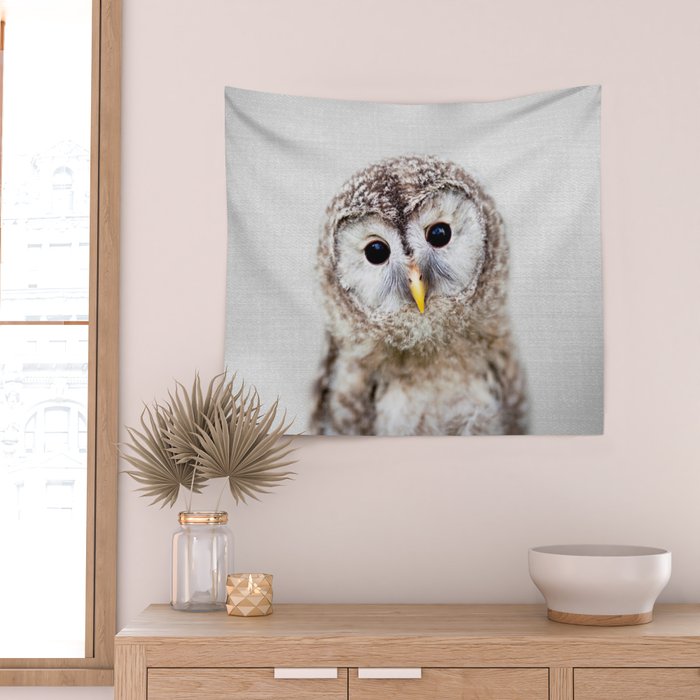 Baby Owl - Colorful Wall Tapestry Gallery Image 2